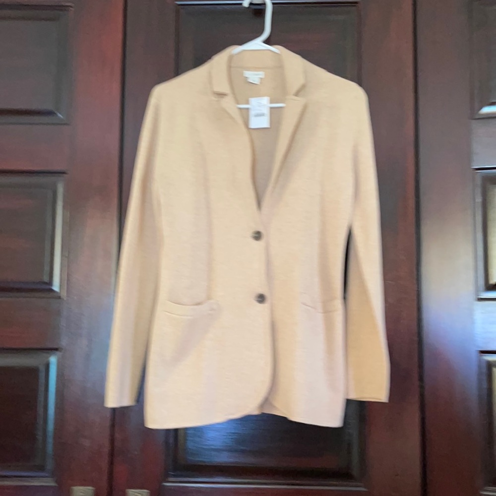 J Crew Factory Sweater Blazer, Heather Camel NWT